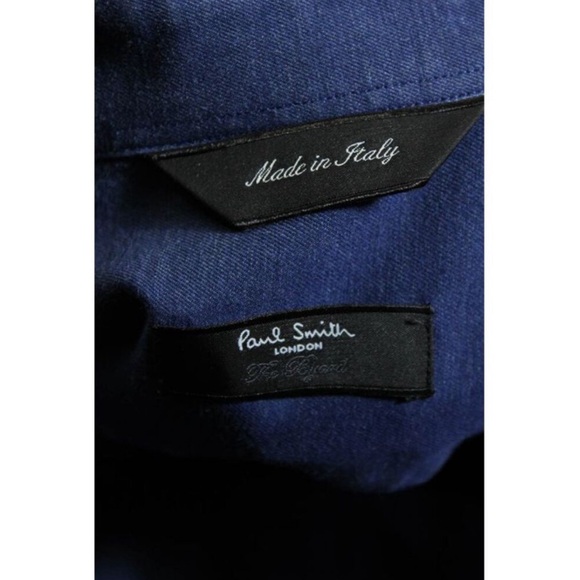 Paul Smith London Mens The Byard Button Down Dress Shirt Blue Cotton Size 16 41 - Picture 6 of 6